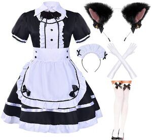 4178 Japanese Anime Sissy Maid Dress Cosplay Sweet Classic Fancy Apron